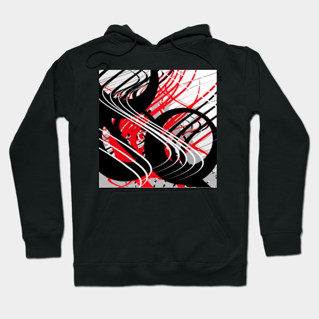 life silver white red black abstract geometric digital painting Hoodie by katerina-ez